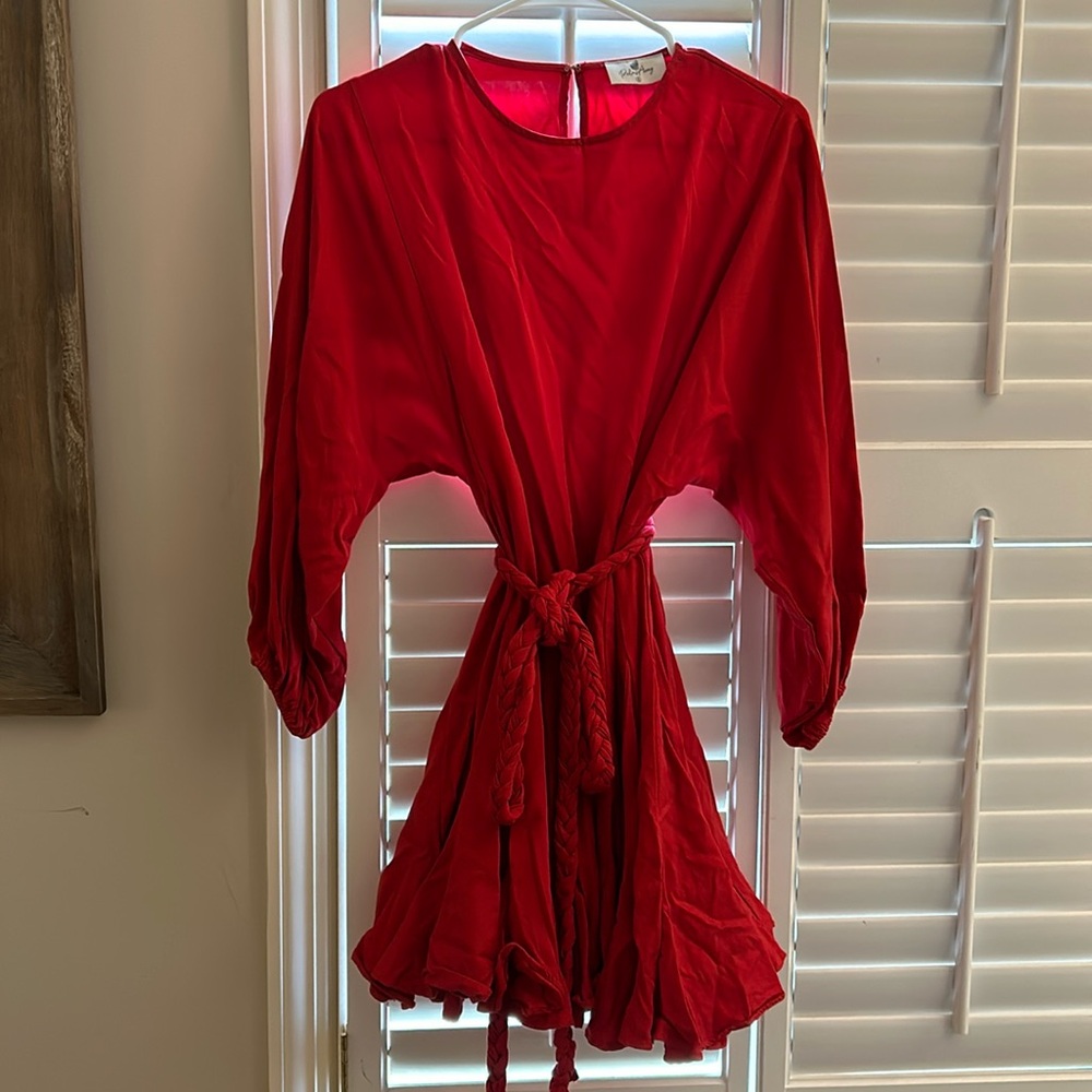 Red dress boutique Palms away flare skirt size small